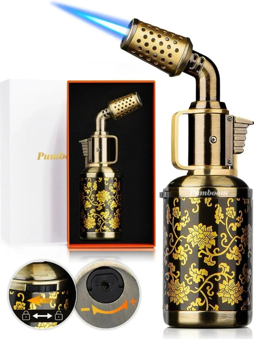 Refillable Butane Kitchen Torch - Adjustable Flame Cooking & Creme Brulee